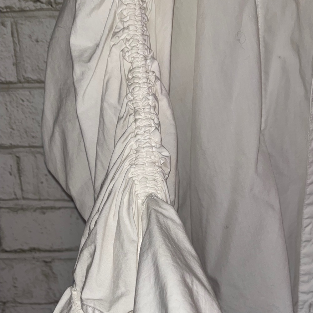 Free People White Ruffle Sleeve Button-Front Blouse - Picture 2 of 6